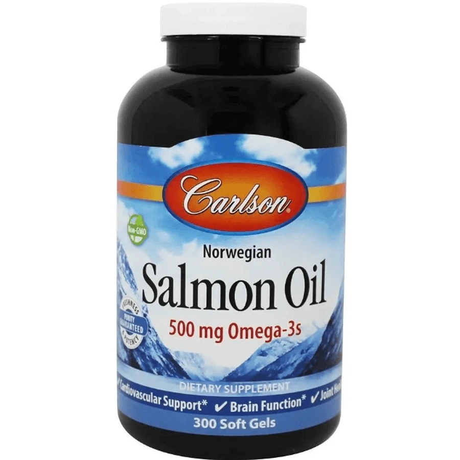 Олія лосося Carlson Salmon Oil 500 мг, норвезька, 300 капсул: ціни та характеристики