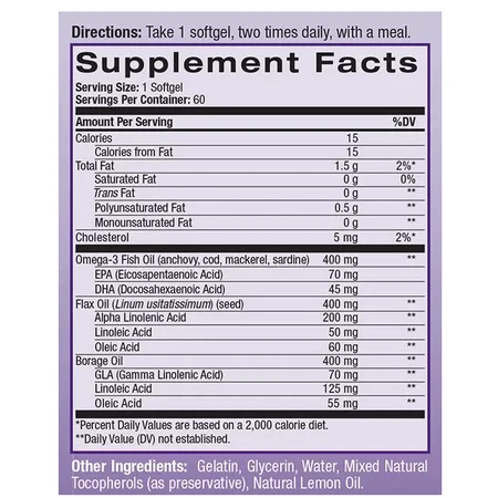 Омега 3-6-9 Natrol Omega 3-6-9 Complex 1200 мг, 60 гелевих капсул: ціни та характеристики