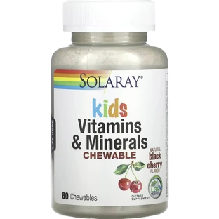 Мультивітаміни для дітей Solaray Children's Vitamins and Minerals, смак вишні, 60 жувальних таблеток