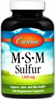 Метилсульфонилметан МСМ Carlson MSM Sulfur 1000 мг, 180 вегетарианских капсул