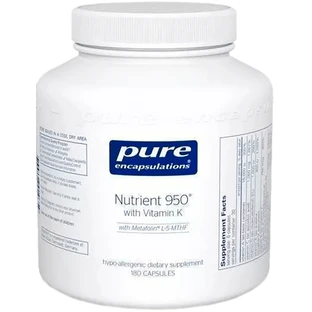 Вітамінно-мінеральний комплекс із вітаміном К Pure Encapsulations Nutrient 950 with Vitamin K, для оптимального здоров'я, 180 капсул