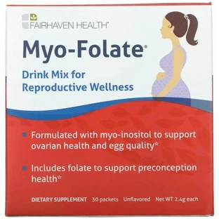Питьевая смесь Мио-инозитол Fairhaven Health Myo-Folate для репродуктивного здоровья, без ароматизаторов, 30 пакетов по 2.4 г