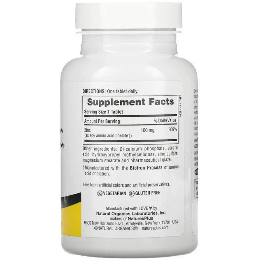Мега Цинк Natures Plus Mega Zinc 100 мг, 90 таблеток: ціни та характеристики