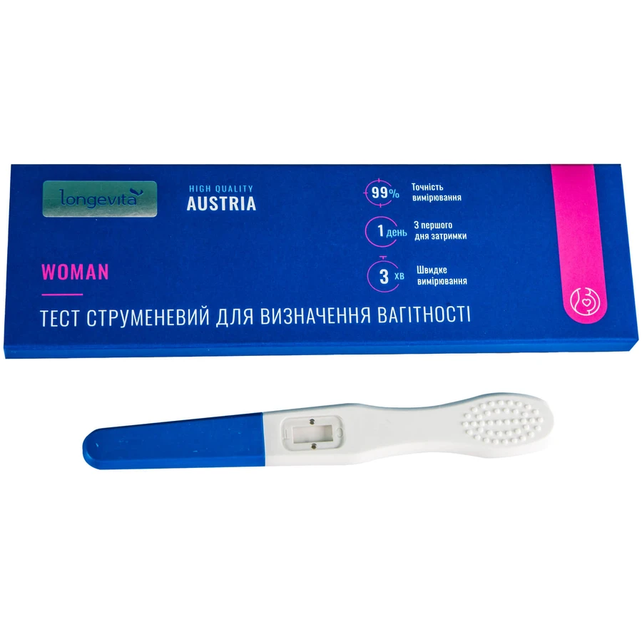 Тест на вагітність Longevita Woman Струменевий 1 шт. (TStr/1): ціни та характеристики