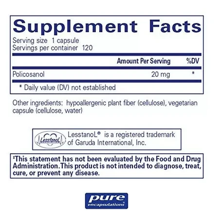 Поликозанол Pure Encapsulations Policosanol 20 мг, 120 капсул: цены и характеристики