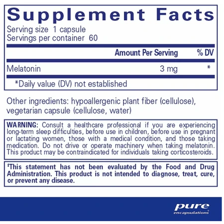 Мелатонин Pure Encapsulations Melatonin 3 мг, 60 капсул: цены и характеристики