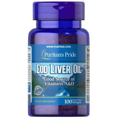 Олія печінки тріски Puritan's Pride Cod Liver Oil 415 мг, 100 гелевих капсул: ціни та характеристики