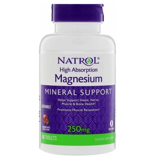 Магний малат Natrol Magnesium 250 мг, вкус яблок и клюквы, 60 жевательных таблеток