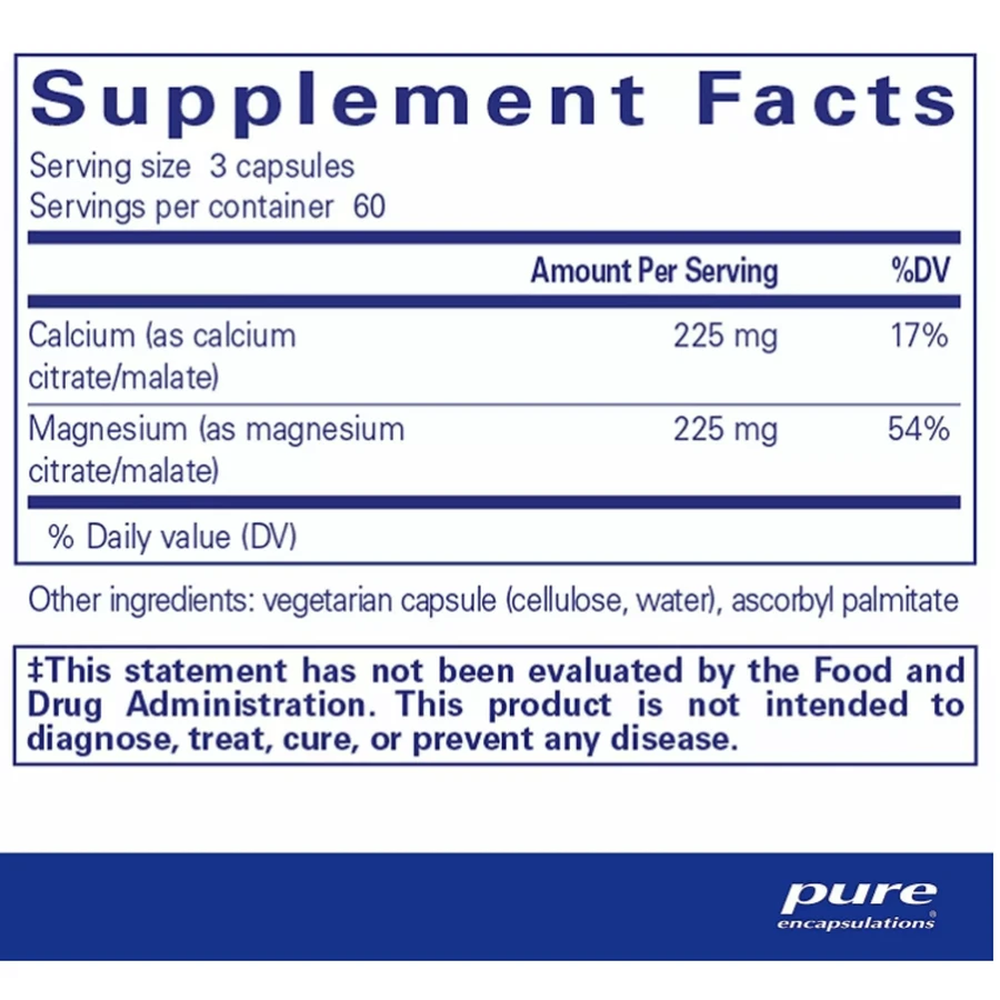 Магній Кальцій Pure Encapsulations Calcium Magnesium (citrate/malate), 180 капсул: ціни та характеристики