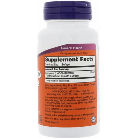 Ликопин Now Foods Lycopene 10 мг, 120 гелевых капсул: цены и характеристики