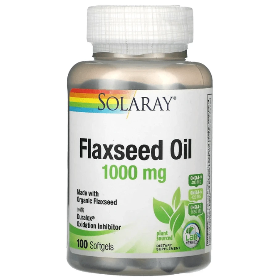Лляна олія Solaray Flaxseed Oil 333 мг, 100 гелевих капсул: ціни та характеристики