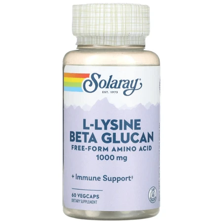 Лізин і бета-глюкан Solaray L-Lysine & Beta Glucan 1000 мг, 60 капсул: ціни та характеристики