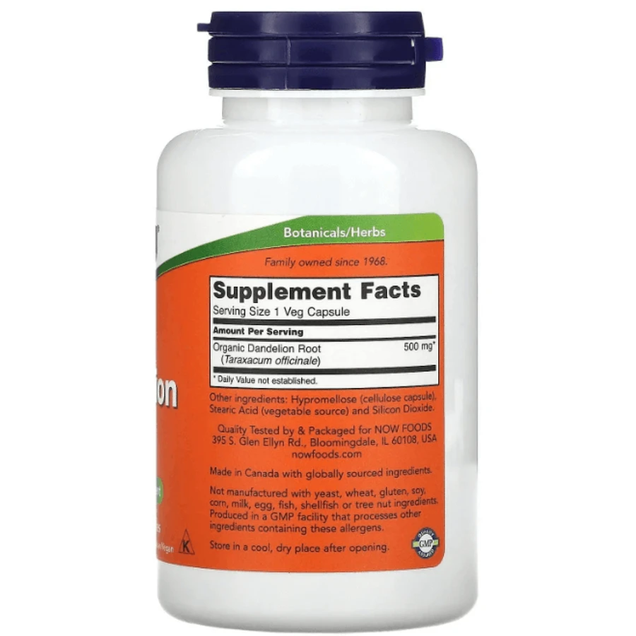 Корінь кульбаби Now Foods Dandelion Root 500 мг, 100 вегетаріанських капсул: ціни та характеристики