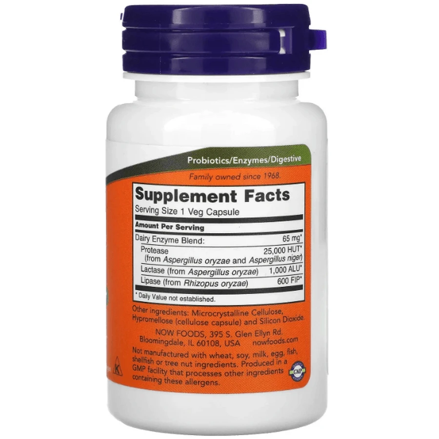Молочні ферменти Now Foods Dairy Digest Complete, суміш, 90 вегетаріанських капсул: ціни та характеристики