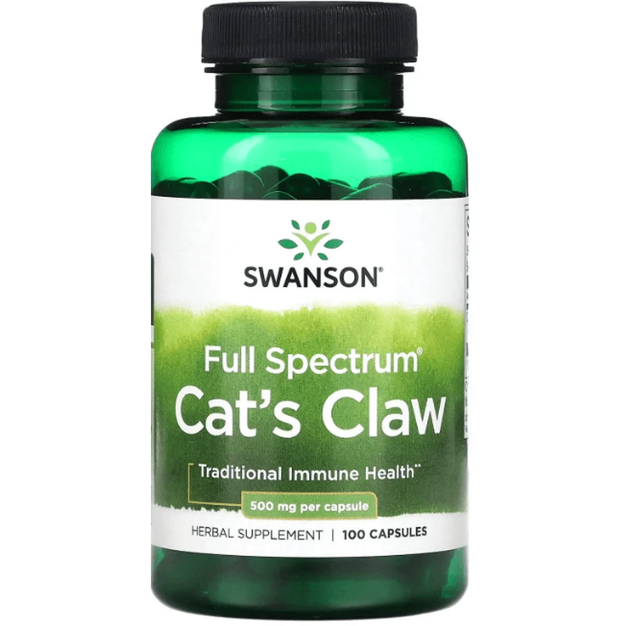 Кошачий коготь Swanson Cat's Claw 500 мг, полного спектра действия, 100 капсул: цены и характеристики