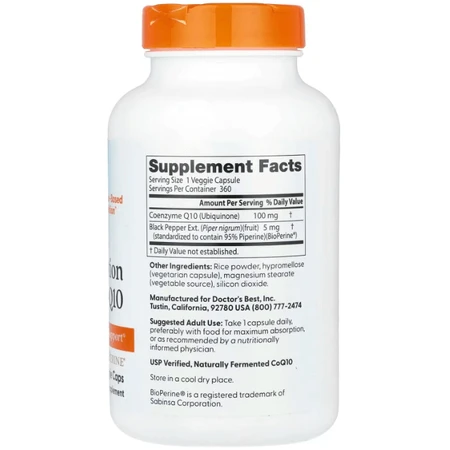 Коензим CoQ10 з біоперіном Doctor's Best CoQ10 with BioPerine 100 мг, 360 капсул: ціни та характеристики