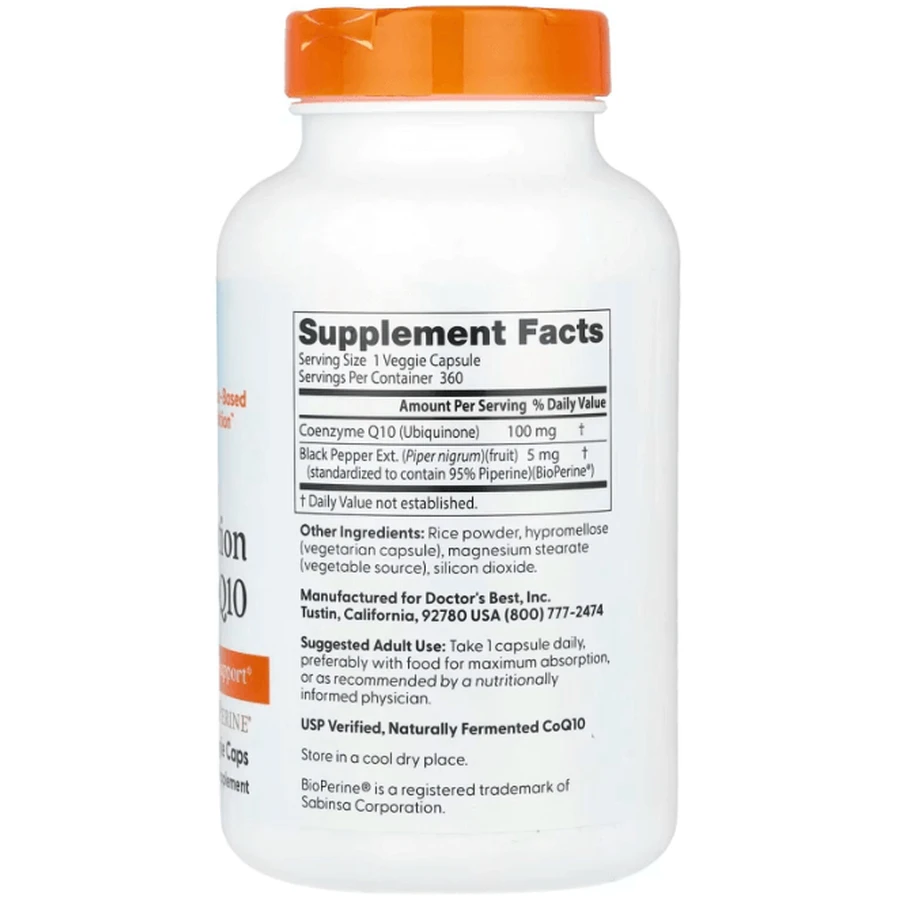 Коензим CoQ10 з біоперіном Doctor's Best CoQ10 with BioPerine 100 мг, 360 капсул: ціни та характеристики