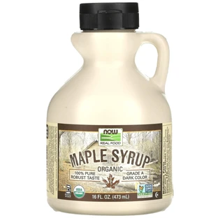 Кленовый сироп Now Foods Maple Syrup Real Food, органик, класс A, темный цвет, 473 мл