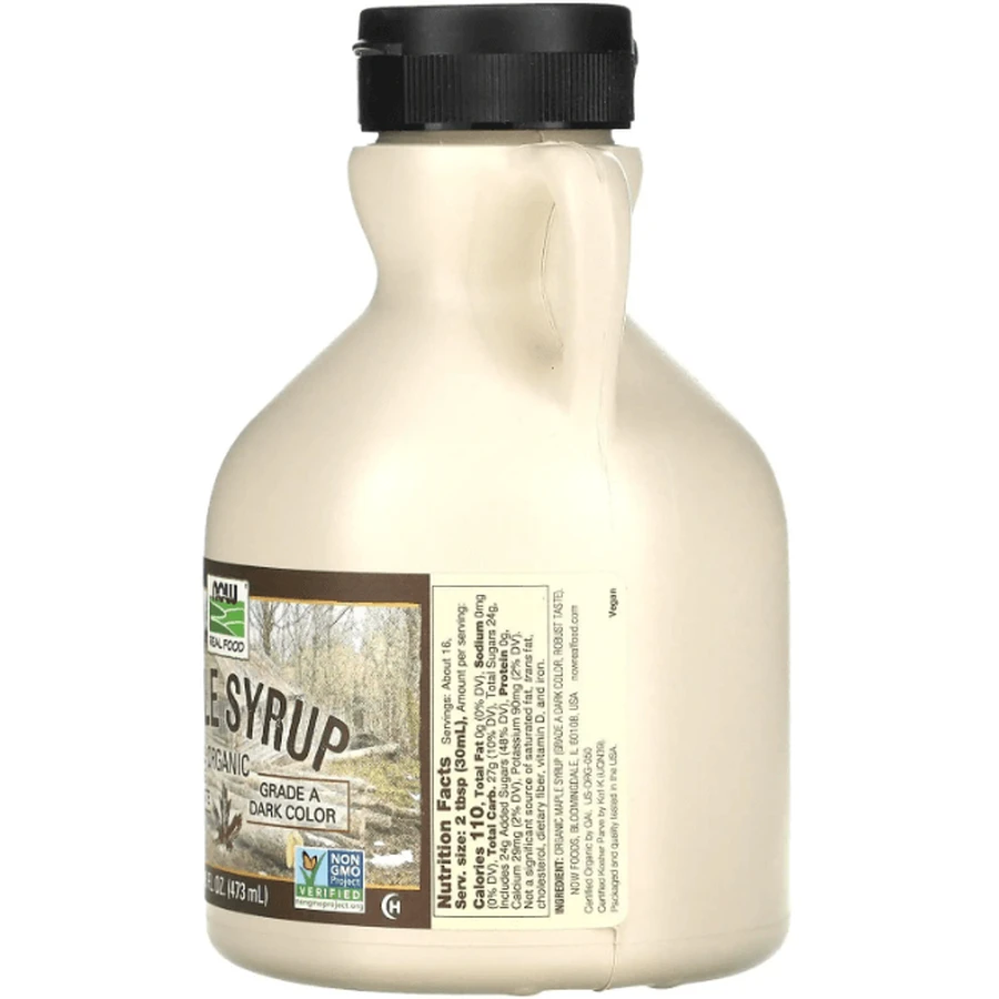 Кленовый сироп Now Foods Maple Syrup Real Food, органик, класс A, темный цвет, 473 мл: цены и характеристики