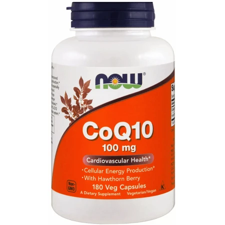 Коензим Q10 Now Foods CoQ10 100 мг, з ягодами глоду, 180 вегетаріанських капсул: ціни та характеристики