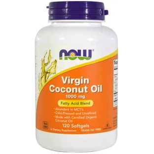 Кокосовое масло Now Foods Coconut Oil 1000 мг,  первого отжима, 120 гелевых капсул