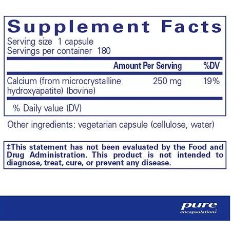 Кальций Pure Encapsulations Calcium MCHA, для поддержки костей, 180 капсул: цены и характеристики