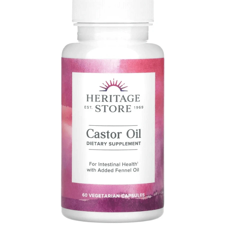 Касторова олія Heritage Products Castor Oil 725 мг, 60 вегетаріанських капсул: ціни та характеристики