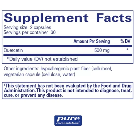 Кверцетин Pure Encapsulations Quercetin для клеточного, кардиометаболического и иммунного здоровья, 60 капсул: цены и характеристики