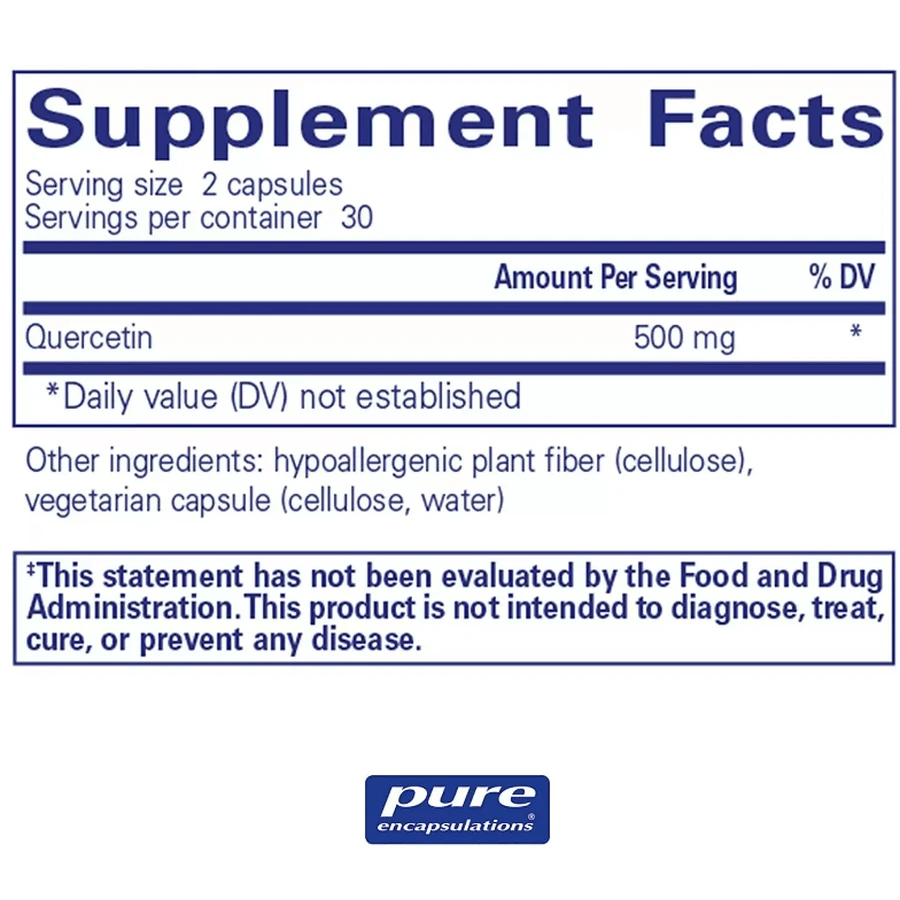 Кверцетин Pure Encapsulations Quercetin для клеточного, кардиометаболического и иммунного здоровья, 60 капсул: цены и характеристики