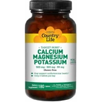 Кальцій магній калій Country Life Calcium Magnesium Potassium, 180 таблеток: ціни та характеристики