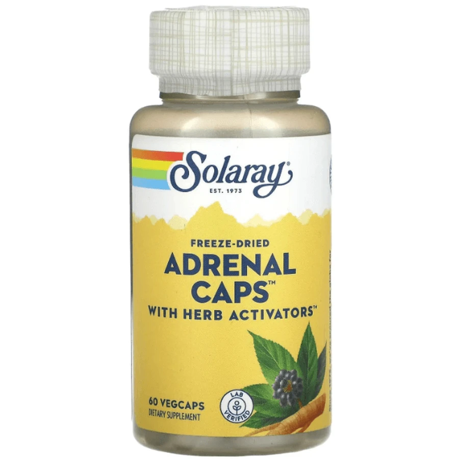 Здоров'я надниркових залоз Solaray Freeze-Dried Adrenal Caps, з активаторами травами, 60 вегетаріанських капсул: ціни та характеристики