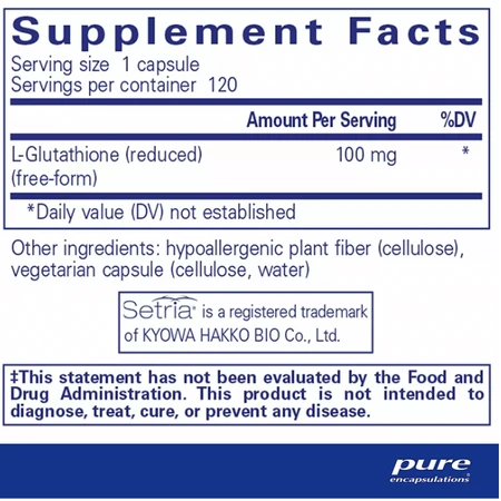 Пониженный глутатион Pure Encapsulations Reduced Glutathione, 120 капсул: цены и характеристики