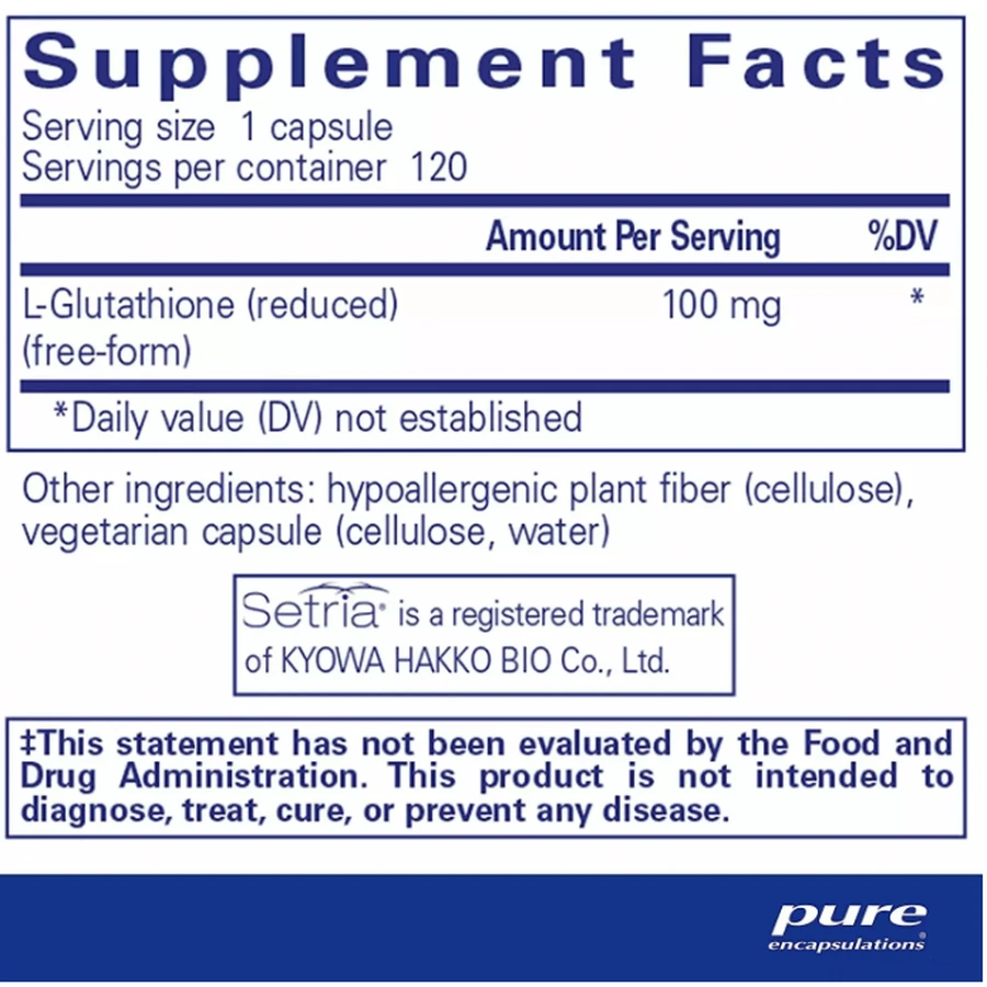 Пониженный глутатион Pure Encapsulations Reduced Glutathione, 120 капсул: цены и характеристики