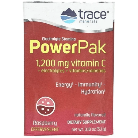 Електроліти Trace Minerals Research Electrolyte Stamina Power Pak, малина, 30 пакетів по 5.1 г: ціни та характеристики