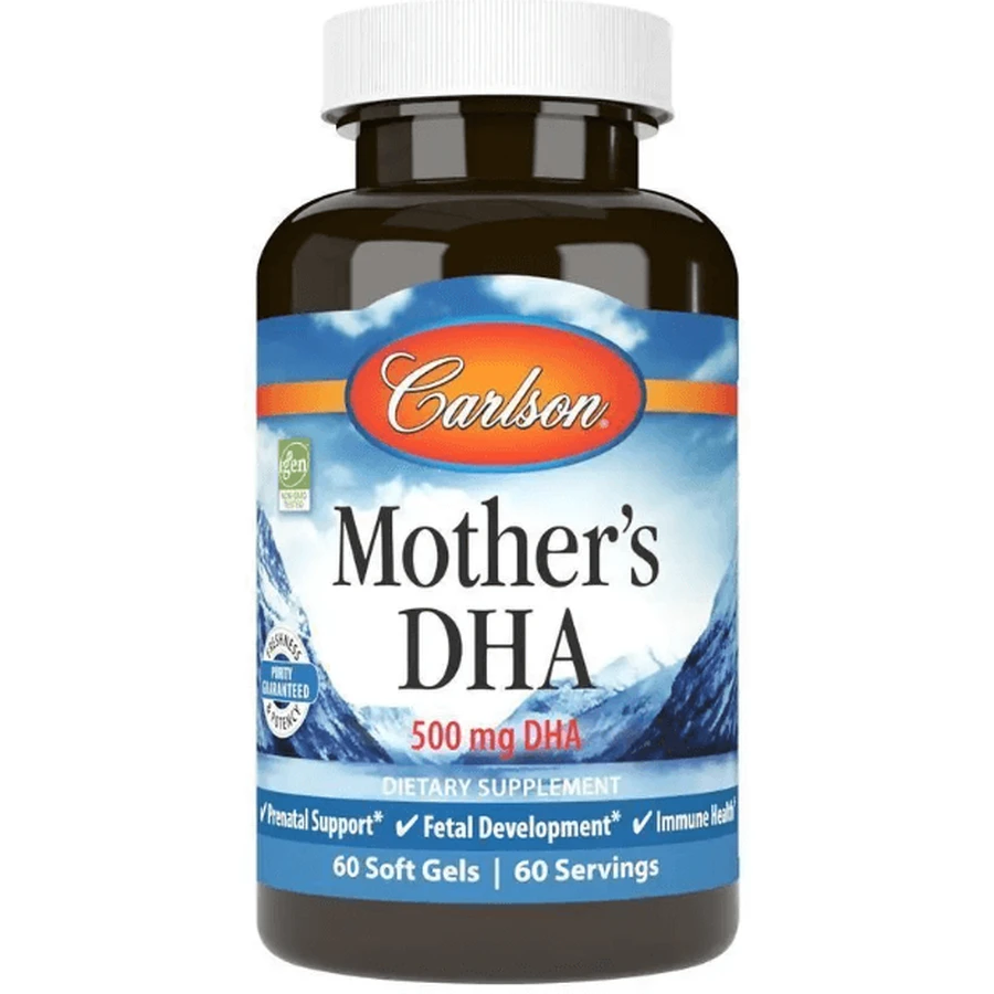 Докозагексаєнова кислота (ДГК) Carlson Mother's DHA 500 мг, для годуючих мам, 60 гелевих капсул: ціни та характеристики