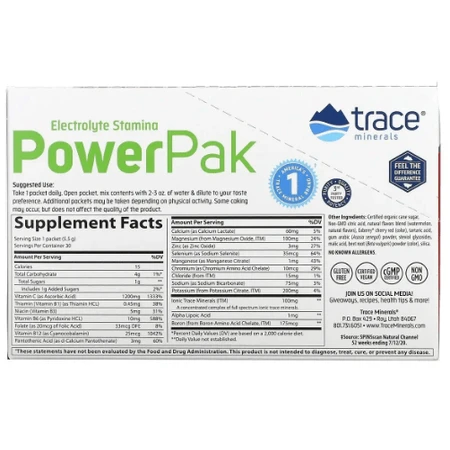 Електроліти Trace Minerals Research Electrolyte Stamina Power Pak зі смаком кавуна, 30 пакетів по 5,5 г: ціни та характеристики