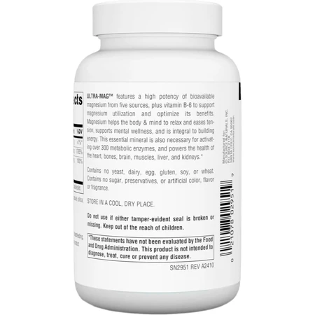 Ультра Магній і Вітамін В6 Source Naturals Ultra-Mag, 90 вегетаріанських капсул: ціни та характеристики