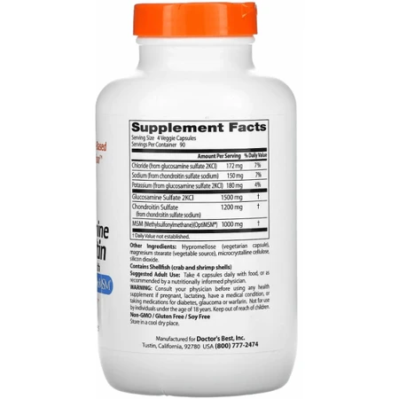Глюкозамин хондроитин МСМ Doctor's Best Glucosamine Chondroitin MSM, 360 капсул: цены и характеристики