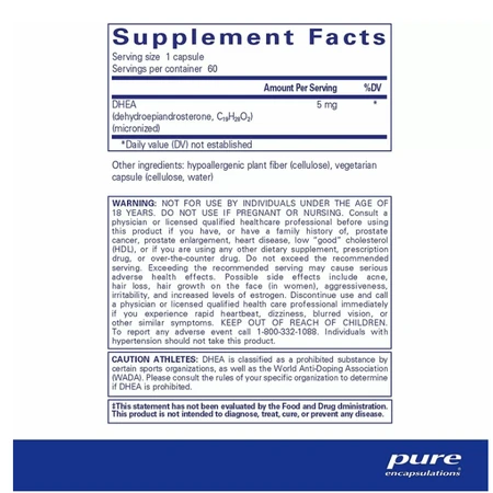 ДГЕА Pure Encapsulations DHEA 5 мг, 60 капсул: ціни та характеристики