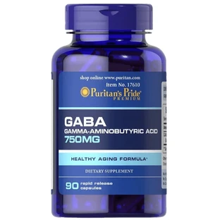 ГАМК (гамма-аминомасляная кислота) Puritan's Pride GABA 750 мг, 90 капсул
