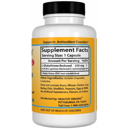Глутатион Healthy Origins L-Glutathione Setria 250 мг, пониженный, 150 капcул: цены и характеристики