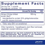 Гинкго Билоба Pure Encapsulations Ginkgo Biloba 160 мг, 120 капсул: цены и характеристики
