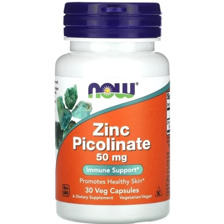 Пиколинат цинка NOW Foods Zinc Picolinate 50 мг, 30 вегетарианских капсул: ціни та характеристики