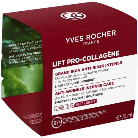 Інтенсивний крем Ліфт Про-Колаген Yves Rocher Lift Pro-Collagene від зморщок та для пружності шкіри обличчя, шиї та декольте, 75 мл: ціни та характеристики