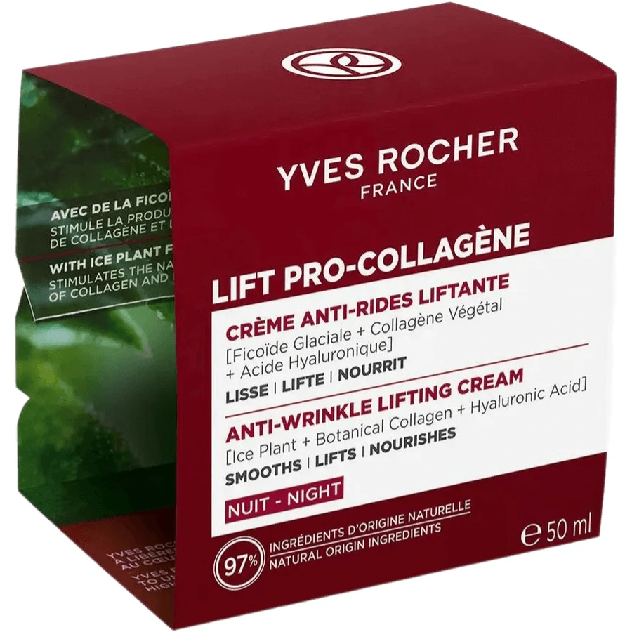 Нічний крем Ліфт Про-Колаген Yves Rocher Lift Pro-Collagene від зморщок та для ліфтингу обличчя та шиї, 50 мл : ціни та характеристики