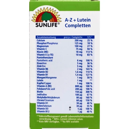 Витамины Sunlife A-Z+ Lutein Completten каплеты №60: цены и характеристики
