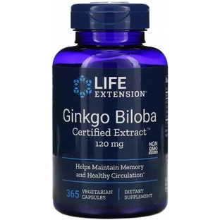 Гінкго білоба Life Extension Ginkgo Biloba 120 мг,  сертифікований екстракт, 365 капсул