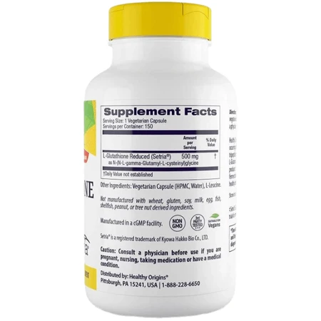 Глутатион Healthy Origins Setria L-Glutathione 500 мг, пониженный, 150 капсул: цены и характеристики