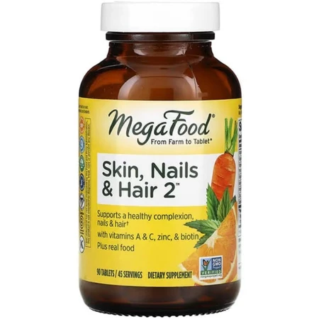 Витамины для волос, кожи и ногтей MegaFoods Skin, Nails & Hair 2, 90 таблеток: цены и характеристики