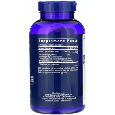 Вітамін С + біо-кверцетин Life Extension Vitamin C and Bio-Quercetin Phytosome, 250 вегетаріанських таблеток: ціни та характеристики